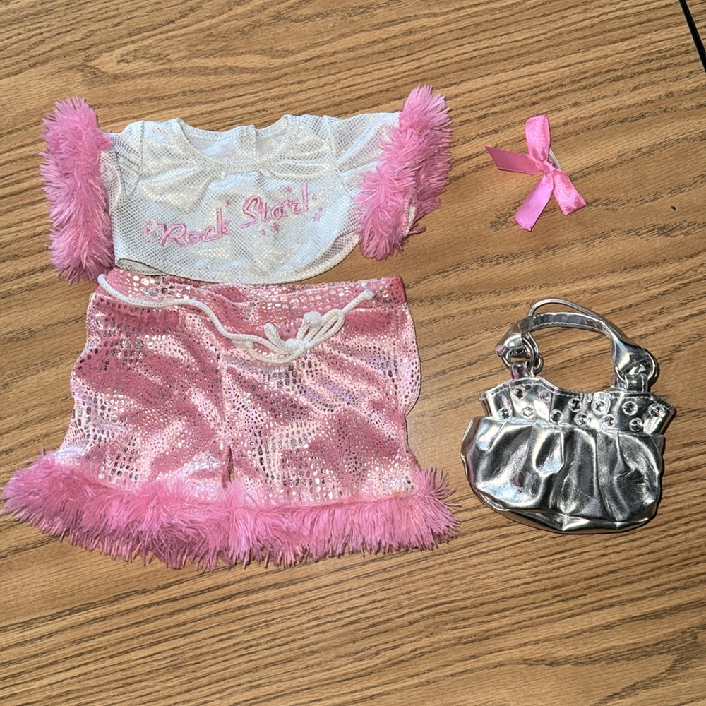 Build-A-Bear workshop & Bear Factory combined outfit - rockstar outfit & tote